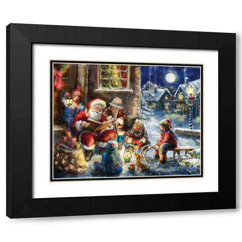 Story Time Santa Black Modern Wood Framed Art Print with Double Matting by Corti, Marcello