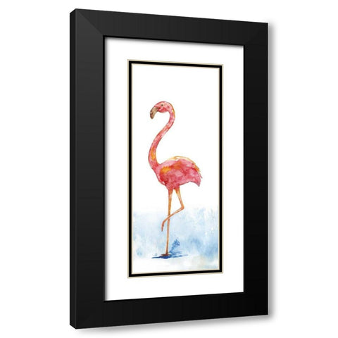 Flamingo Splash II Black Modern Wood Framed Art Print with Double Matting by Nan