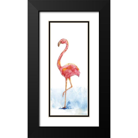 Flamingo Splash II Black Modern Wood Framed Art Print with Double Matting by Nan
