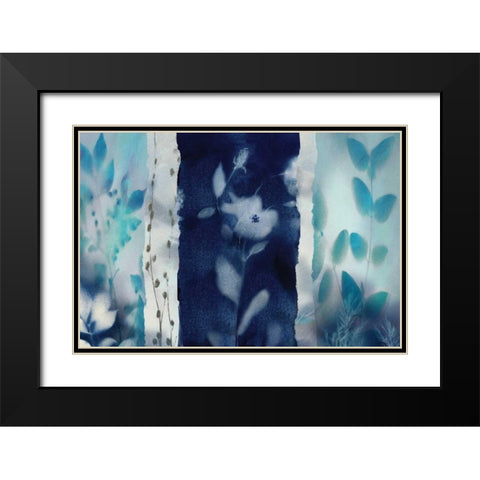 Indigo Montage Black Modern Wood Framed Art Print with Double Matting by Nan