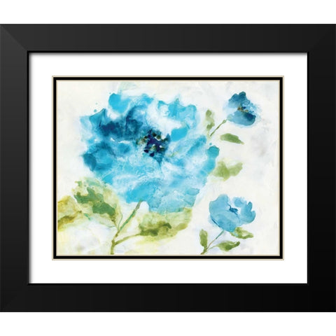 Softly Blue Black Modern Wood Framed Art Print with Double Matting by Nan