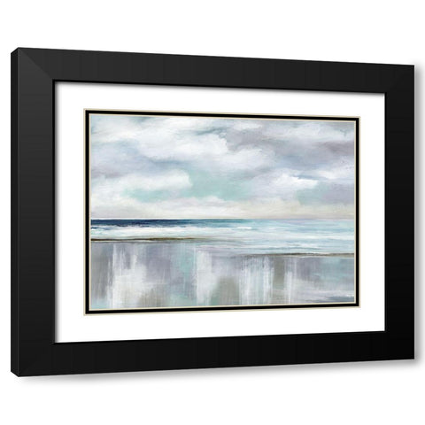 Cyan Sunrise Black Modern Wood Framed Art Print with Double Matting by Nan