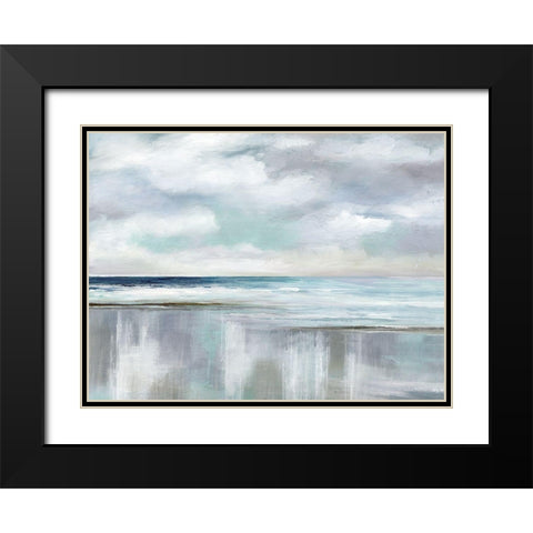 Cyan Sunrise Black Modern Wood Framed Art Print with Double Matting by Nan