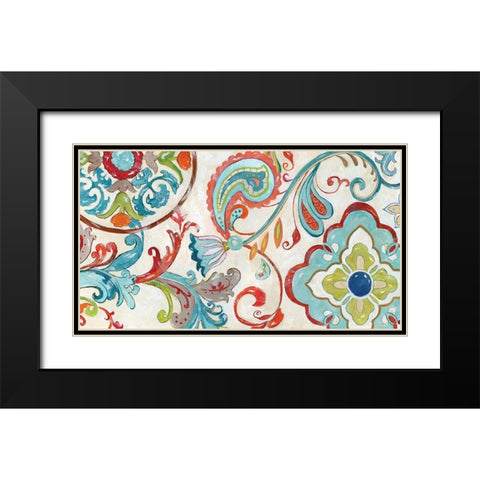 Inspired Henna Black Modern Wood Framed Art Print with Double Matting by Nan
