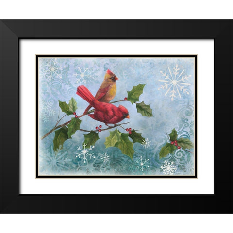 Winter Cardinal Duet I Black Modern Wood Framed Art Print with Double Matting by Nan