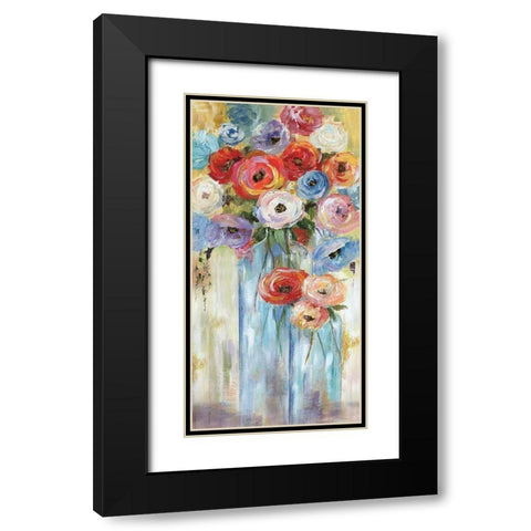 Bottles and Blooms Black Modern Wood Framed Art Print with Double Matting by Nan