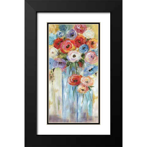 Bottles and Blooms Black Modern Wood Framed Art Print with Double Matting by Nan