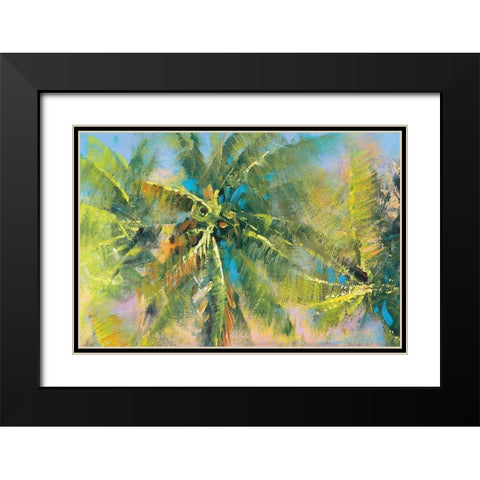 Palm Collage Black Modern Wood Framed Art Print with Double Matting by Mathenia, Paul