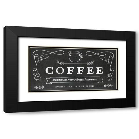 Coffee Everyday Black Modern Wood Framed Art Print with Double Matting by Murray, Amanda