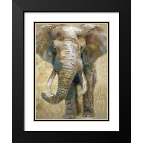 Summer Safari Elephant Black Modern Wood Framed Art Print with Double Matting by Nan
