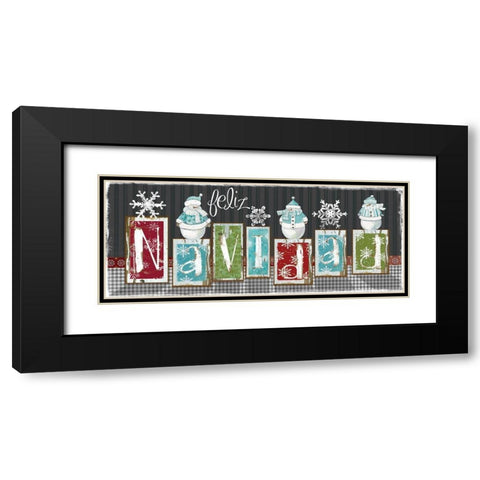 Navidad Blocks Black Modern Wood Framed Art Print with Double Matting by Robinson, Carol