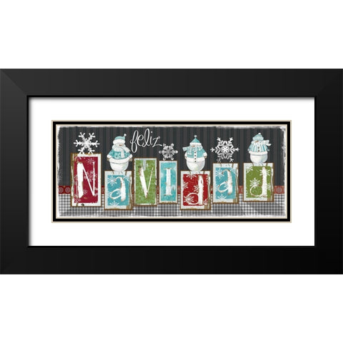 Navidad Blocks Black Modern Wood Framed Art Print with Double Matting by Robinson, Carol