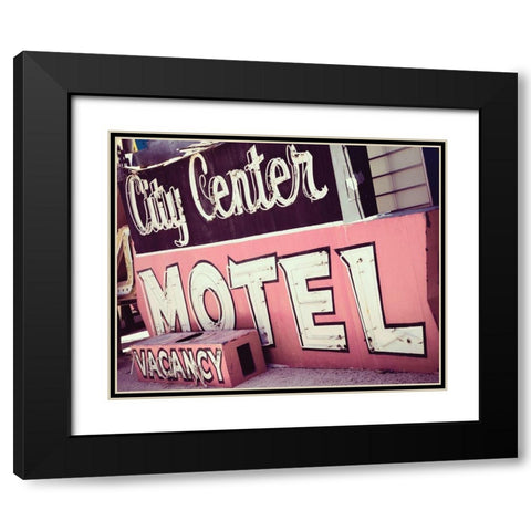 City Center Motel Black Modern Wood Framed Art Print with Double Matting by Delimont, Danita
