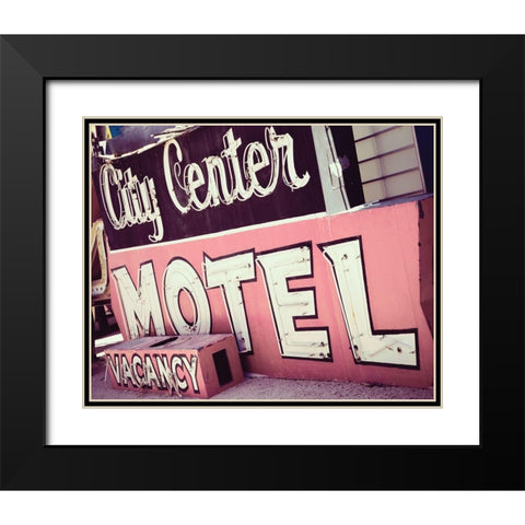 City Center Motel Black Modern Wood Framed Art Print with Double Matting by Delimont, Danita