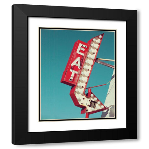 Retro Eat Sign Black Modern Wood Framed Art Print with Double Matting by Delimont, Danita