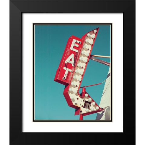 Retro Eat Sign Black Modern Wood Framed Art Print with Double Matting by Delimont, Danita