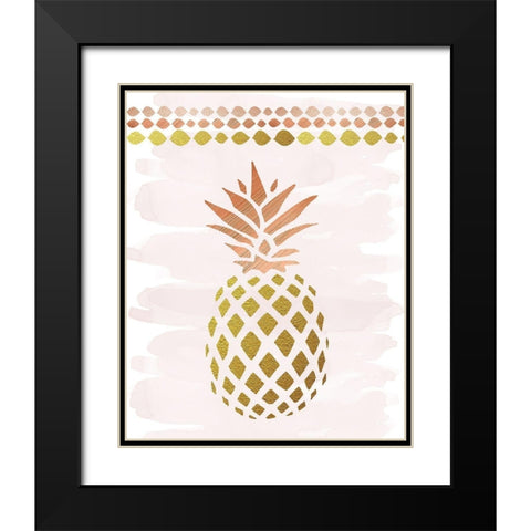 Glam Pineapple Black Modern Wood Framed Art Print with Double Matting by Murray, Amanda