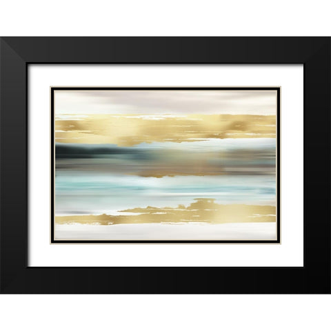 Golden Sunset Black Modern Wood Framed Art Print with Double Matting by Nan