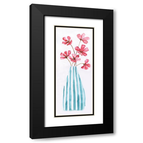 Flower Fun II Black Modern Wood Framed Art Print with Double Matting by Nan