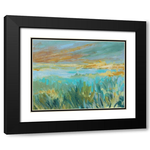Grassy Beach Black Modern Wood Framed Art Print with Double Matting by Robinson, Carol