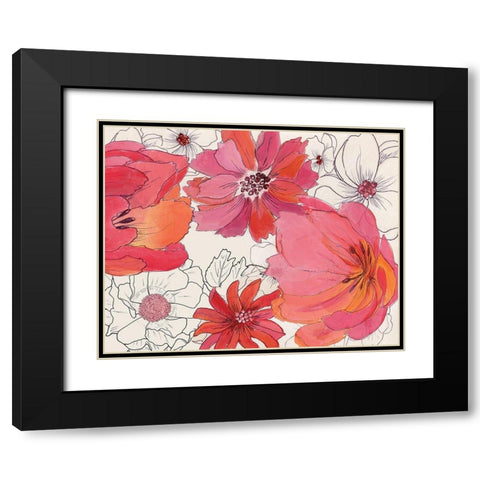Vintage Pinks Black Modern Wood Framed Art Print with Double Matting by Nan
