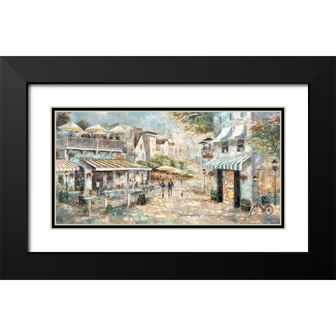 Rooftop Cafe Black Modern Wood Framed Art Print with Double Matting by Manning, Ruane