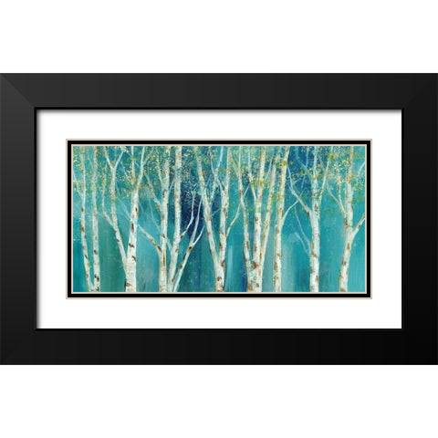 Birch on Blue Black Modern Wood Framed Art Print with Double Matting by Nan