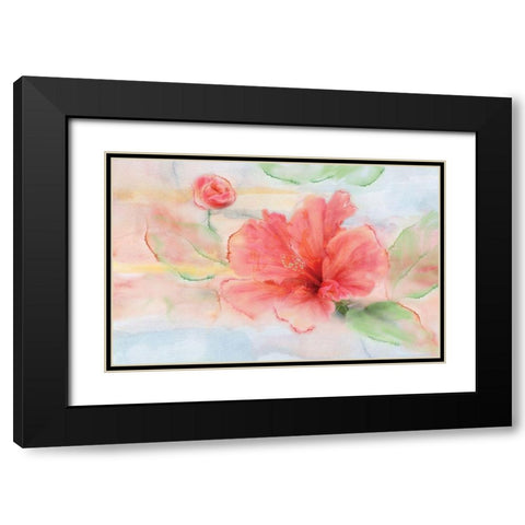 Hibiscus Black Modern Wood Framed Art Print with Double Matting by Nan