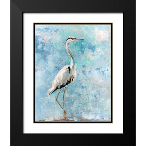 Hazy Morning Heron Black Modern Wood Framed Art Print with Double Matting by Swatland, Sally