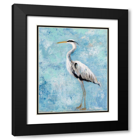 Hazy Morning Heron Black Modern Wood Framed Art Print with Double Matting by Swatland, Sally