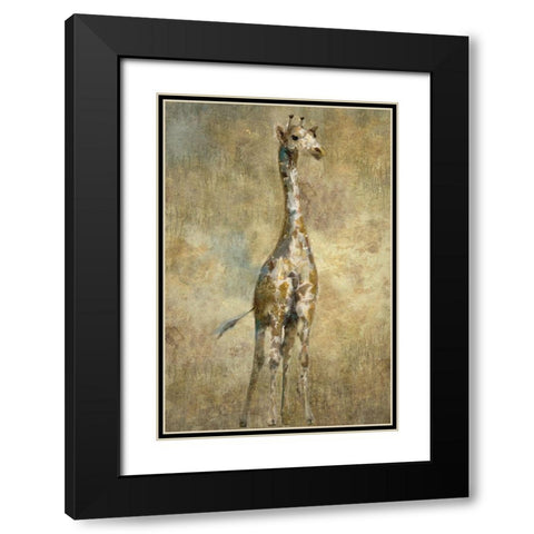 Summer Safari Giraffe Black Modern Wood Framed Art Print with Double Matting by Nan