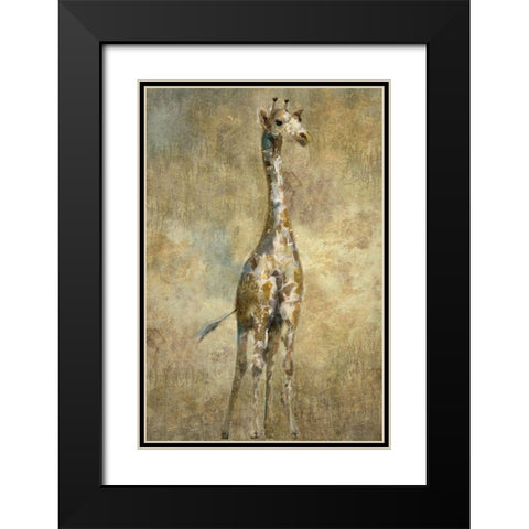 Summer Safari Giraffe Black Modern Wood Framed Art Print with Double Matting by Nan