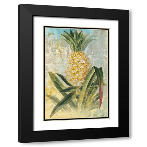 Botanical Pineapple Black Modern Wood Framed Art Print with Double Matting by Nan