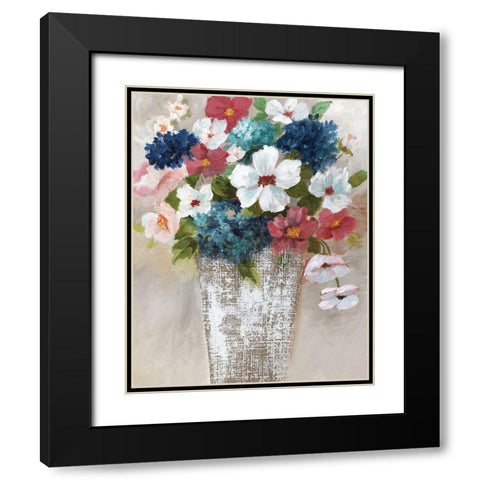 Linen Bouquet I Black Modern Wood Framed Art Print with Double Matting by Nan