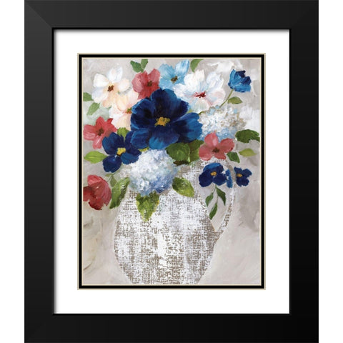 Linen Bouquet II Black Modern Wood Framed Art Print with Double Matting by Nan