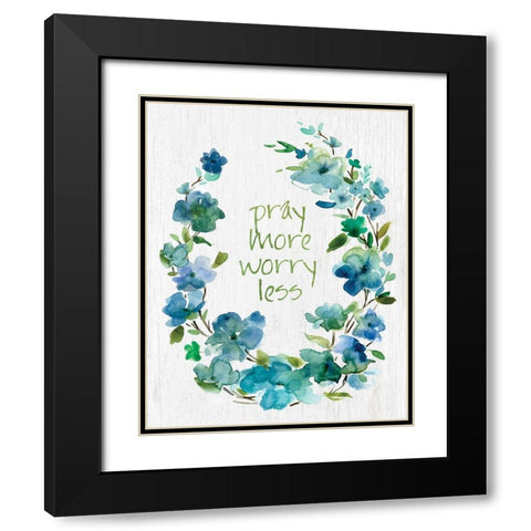 Pray Flower Wreath Black Modern Wood Framed Art Print with Double Matting by Robinson, Carol