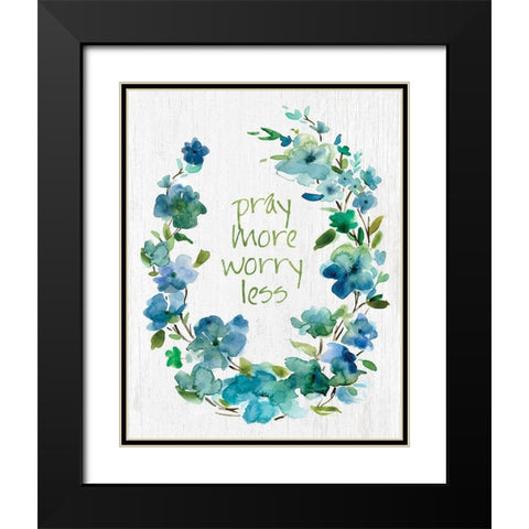 Pray Flower Wreath Black Modern Wood Framed Art Print with Double Matting by Robinson, Carol