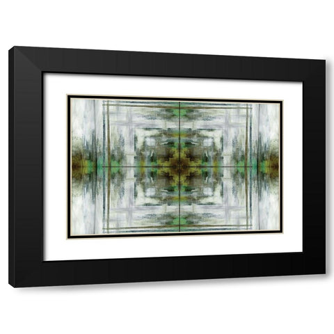 Green Grey Kaleidoscope Black Modern Wood Framed Art Print with Double Matting by Nan