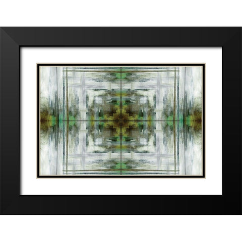 Green Grey Kaleidoscope Black Modern Wood Framed Art Print with Double Matting by Nan