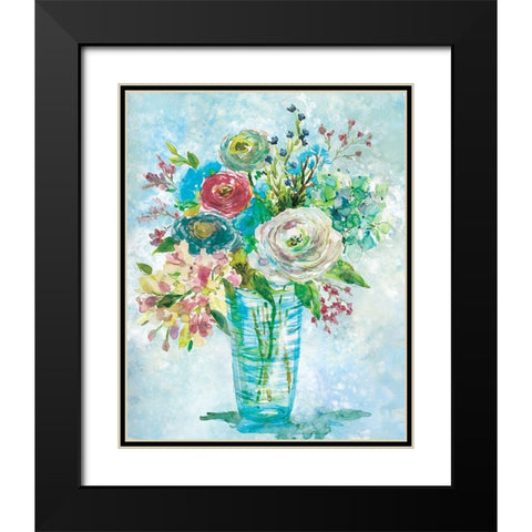 Blue Bouquet I Black Modern Wood Framed Art Print with Double Matting by Robinson, Carol
