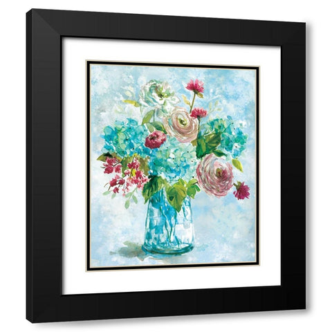Blue Bouquet II Black Modern Wood Framed Art Print with Double Matting by Robinson, Carol
