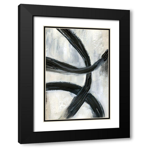 Abstract Rings II Black Modern Wood Framed Art Print with Double Matting by Nan