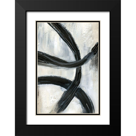 Abstract Rings II Black Modern Wood Framed Art Print with Double Matting by Nan