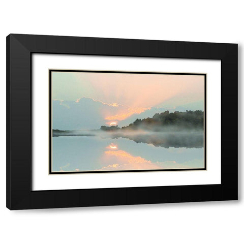 Sunset Cove Black Modern Wood Framed Art Print with Double Matting by Nan
