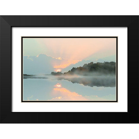 Sunset Cove Black Modern Wood Framed Art Print with Double Matting by Nan