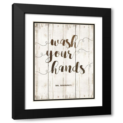 Wash Hands Black Modern Wood Framed Art Print with Double Matting by Murray, Amanda