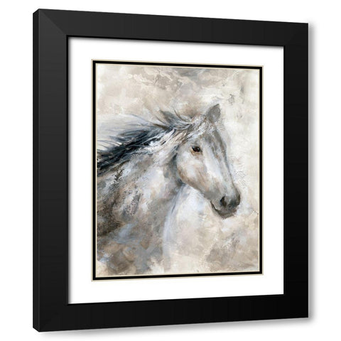 Neutral Horse Black Modern Wood Framed Art Print with Double Matting by Nan