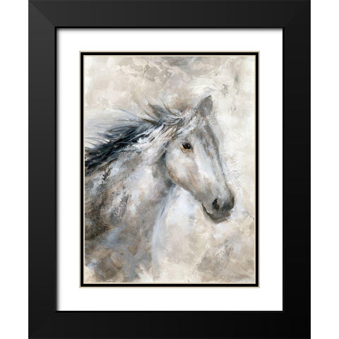 Neutral Horse Black Modern Wood Framed Art Print with Double Matting by Nan