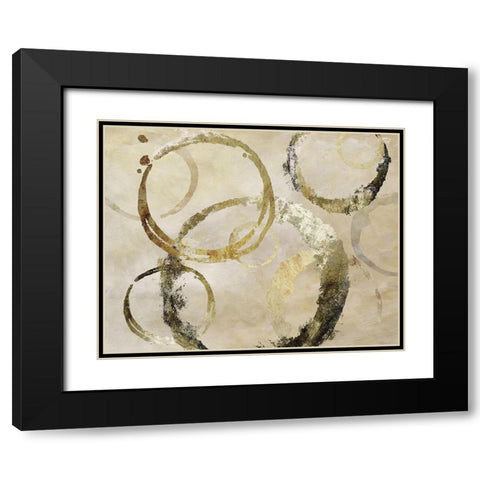 Golden Rings Black Modern Wood Framed Art Print with Double Matting by Nan