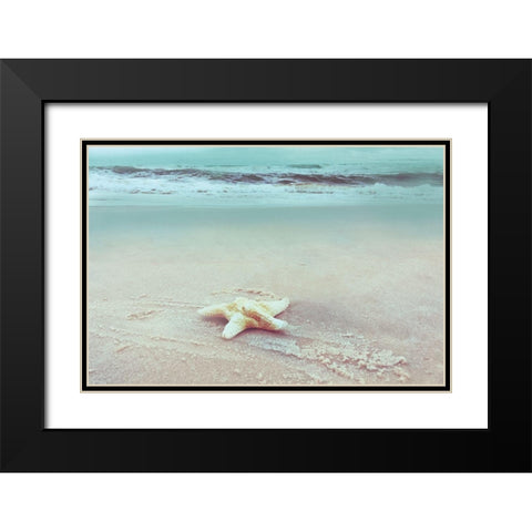 Beach Set Starfish Black Modern Wood Framed Art Print with Double Matting by Nan